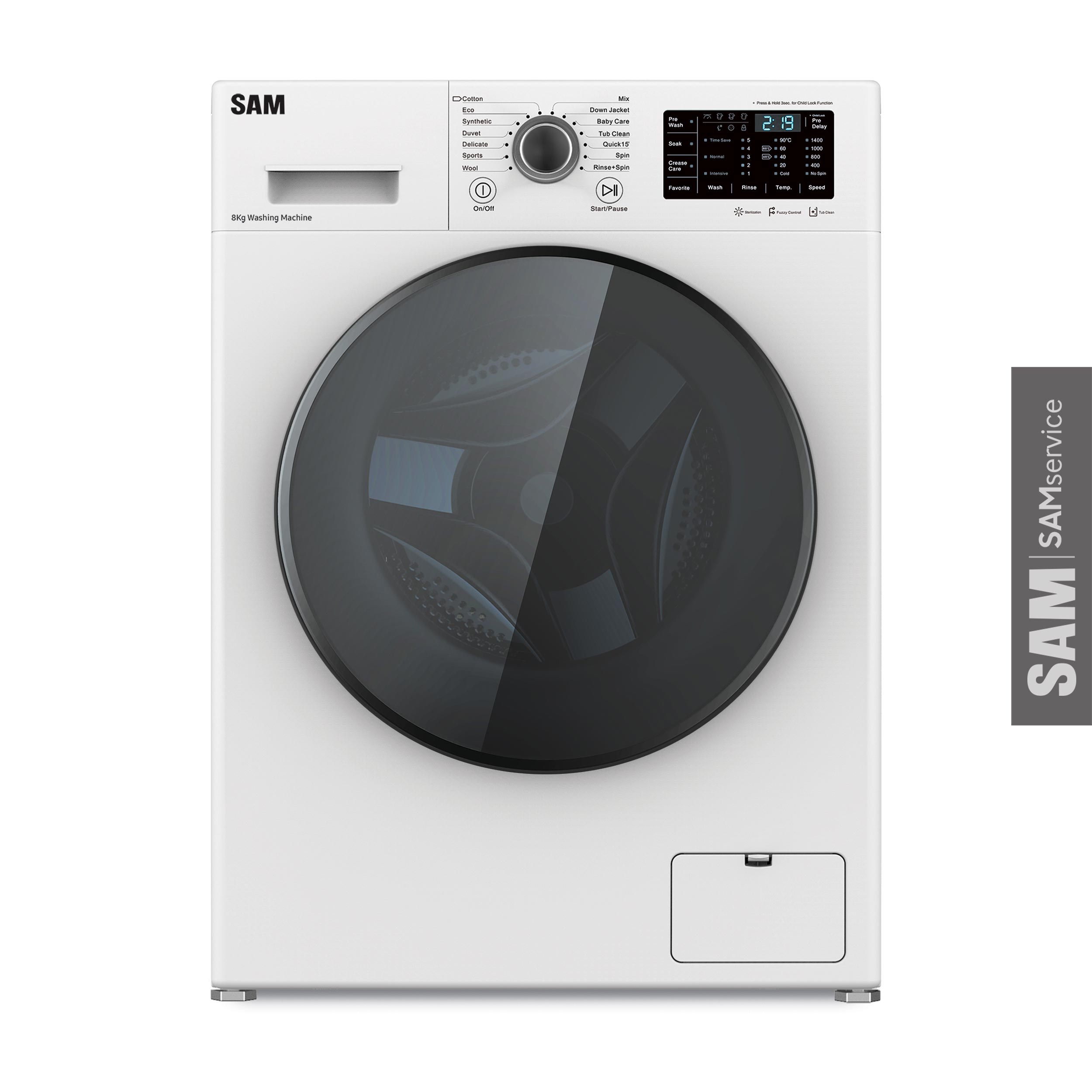 ماشین لباسشویی سام SAM مدل BL-Q1465/W - سفید ظرفیت 8 کیلوگرم