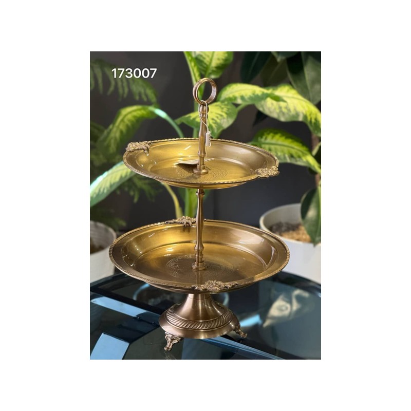 شیرینی خوری دو طبقه برنجی هندی طرح ورساچه کد 173007 versace