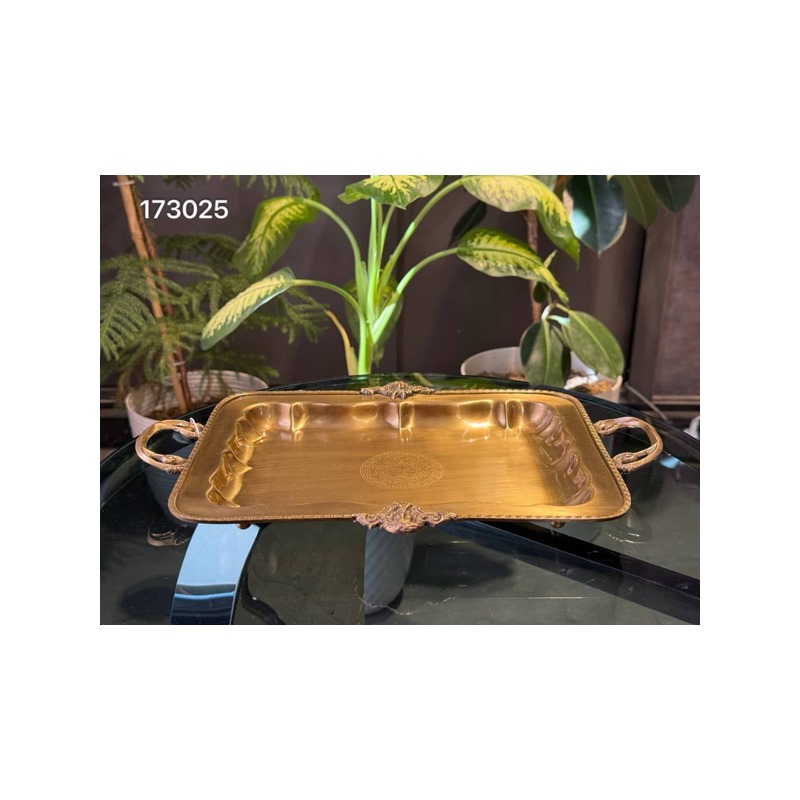 سینی مستطیل دالبری متوسط برنجی هندی طرح ورساچه کد 173025 versace