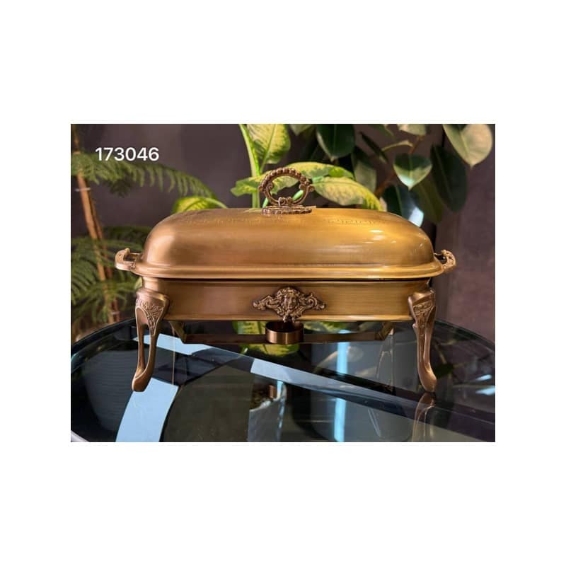 سوفله خوری مستطیل کوچک برنجی هندی طرح ورساچه کد 173046 versace